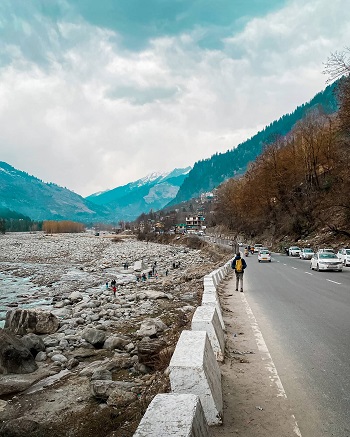 Lonely way between the mountains